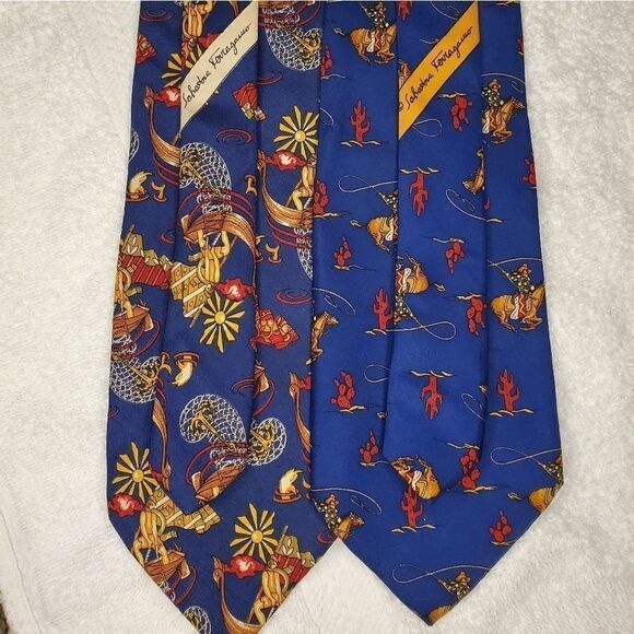 2 Salvatore Ferragamo ties made in Italy 100%silk - Picture 2 of 11